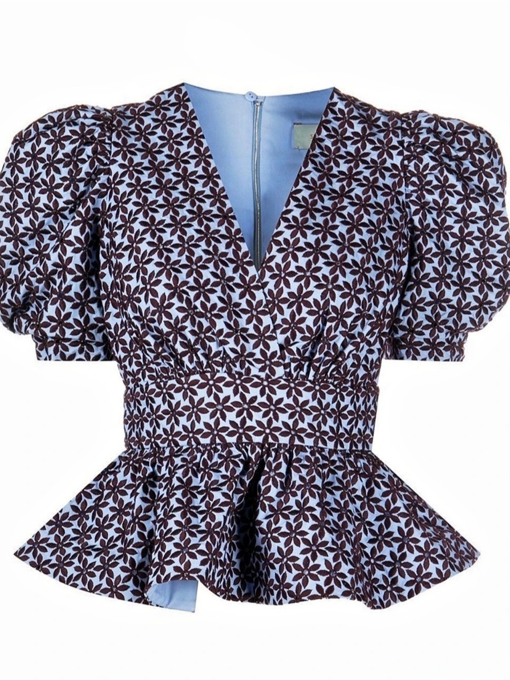 Silvia Tcherassi Lavagna Puff Sleeve Puplum Blouse NWOT XS